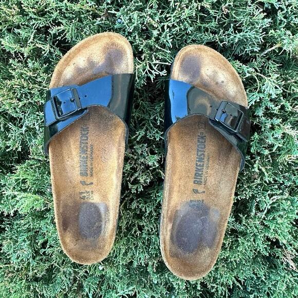 Birkenstock Madrid Black Patent Leather Sandals Birk Size‎ 41 L10 M8 - Picture 6 of 16